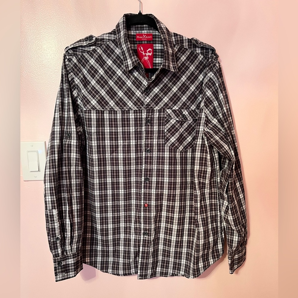 Marc Ecko Black and White Checkered Shirt